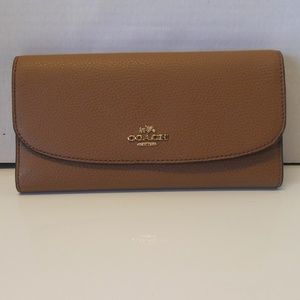 NWT Coach Pebbled Leather Wallet F16613 in Saddle